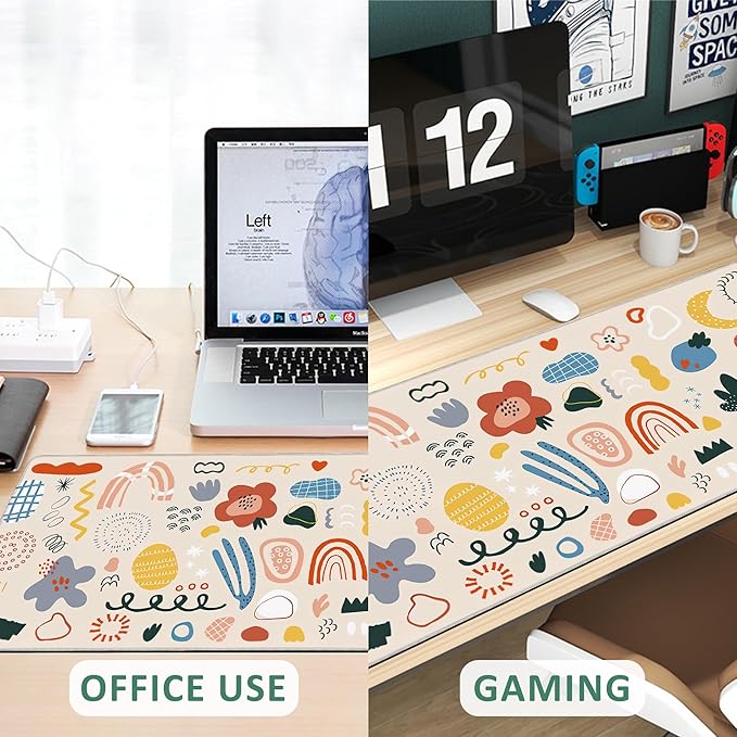 Large Mouse Pad Creative Cartoon Doodle Extended Gaming Mouse Pad Desk Mat Stitched Edges Mousepad Non-Slip Rubber Base Keyboard Pad for Laptop Computer PC 35.4 x 15.7 inches