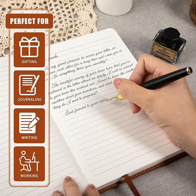 CAGIE Leather Lined Journal Notebooks for Work Tree of Life Journals for Writing, College Ruled Notebook with 256 Pages, 5.7"x8.3", Brown