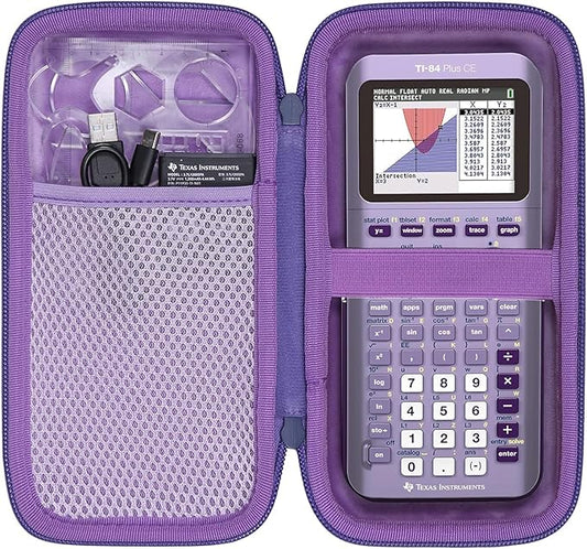 co2CREA Carrying Case for Texas Instruments TI-84 Plus CE Python Enhanced/TI-84/TI-Nspire CX II CAS/TI-Nspire CX II/TI-83 Plus/TI-89 Titanium/TI-85/TI-86 Color Graphing Calculator, Iris Purple Case
