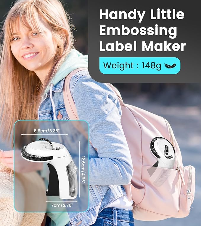 Vixic Embossing Label Maker Machine with Tape, Vintage Manual Label Maker Embossed, Retro Punch Labeler with 1 Rolls 3D Tape Waterproof for Home Kitchen DIY Crafting Kids