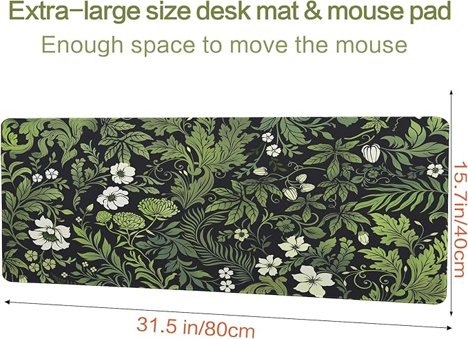 Vimorco Large Gaming Desk Pad, Waterproof Mouse Mat with Seamed Edges, Non-Slip Rubber Base Keyboard Desk Pad, Computer Mat Mousepad, Big XL Mouse pad 31.5“x15.7 (Vintage Flowers)