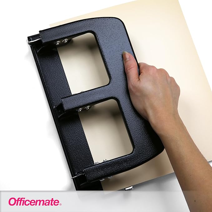 Officemate Medium Duty 3 Hole Punch with Ergonomic Handle, 30 Sheet Capacity, Black (90088)