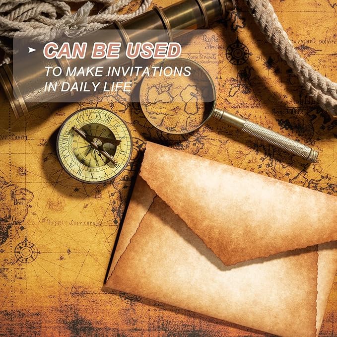 MECCANIXITY 48 Packs Envelopes Vintage Stationery Light Brown Spots Stationery Old Fashion Paper for Letter Writing, Invitations, Wedding-9 x 4 Inch