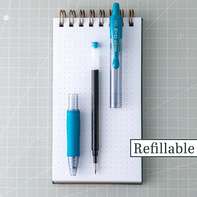 Pilot G2 Premium Refillable & Retractable Rolling Ball Gel Pens, 0.7mm Fine Point, Teal, 6-Pack
