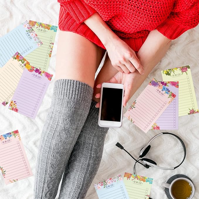 300 Sheets to Do List Notepad Daily Checklist Sticky Notes Cute Undated Memo Pad Color Block to Do Note Pad Weekly Plan Agenda and Organizer Planners for College(Flower Style,3.14 x 5.11 Inch)