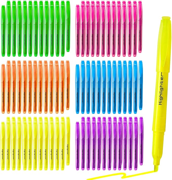 180 Pcs Highlighters Assorted Colors, Chisel Tip Multicolor Highlighter Marker Set, Quick-Drying Pen Highlighter for Classroom School Home Office (180Pcs, 6 Colors)