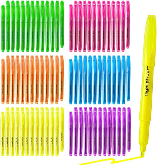 180 Pcs Highlighters Assorted Colors, Chisel Tip Multicolor Highlighter Marker Set, Quick-Drying Pen Highlighter for Classroom School Home Office (180Pcs, 6 Colors)
