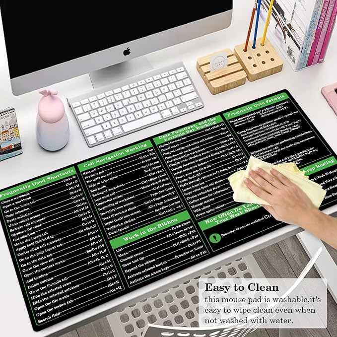 Desk Pad Protector, Mouse Pad, Office Desk Mat, Non-Slip PU Leather Desk Blotter, Laptop Desk Pad, Waterproof Desk Writing Pad for Office and Home (Excel)