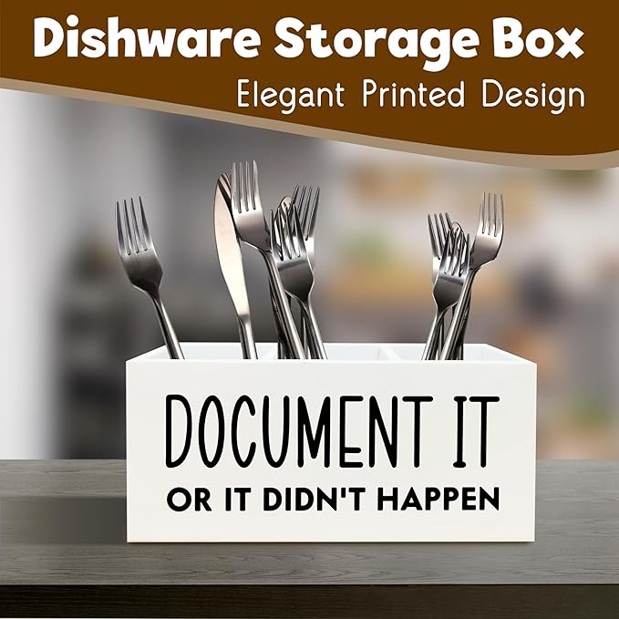 Funny Pen Holder for Desk, HR Human Resource Office Decor, Office Humor Gifts for Coworkers, Document It or It Didn't Happen Wooden Pen Pencil Holder Organizer for Desk Accessories