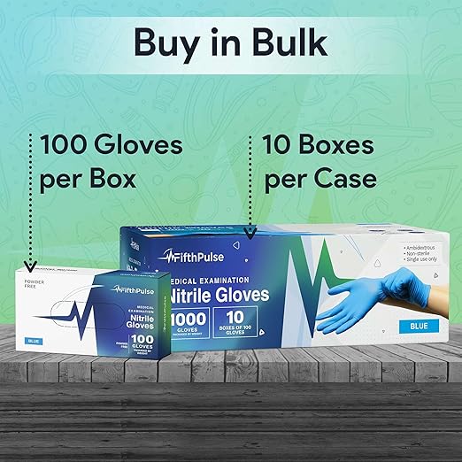 Medical Exam Blue Nitrile Gloves X Large 1000 Count - 3 Mil Powder and Latex Free Disposable Gloves - Case of 10 Boxes of 100