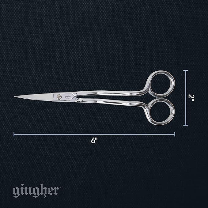 Gingher Double-Curved Embroidery and Appliqu Scissors (6 in.) for Cutting Threads Close to Fabric Sharp and Smooth Cuts