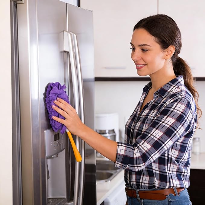 360° Electrostatic Duster Refills — The Sustainable Choice for a Dust-Free Home, Reusable Electrostatic Microfiber Duster Refills, Duster Refills Washable for Hand Duster (Purple)