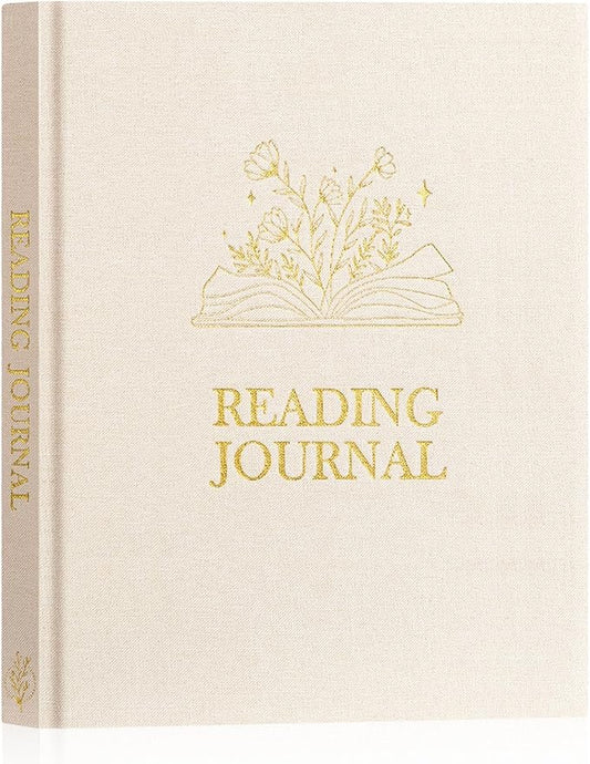 Lanpn Reading Book Journal for Book Lovers Readers, 158 Pages Linen Hardcover Books Tracker with 52 Reviews, 9.3" x 7.7" Read Log Notebook Bookish Gifts (Beige)