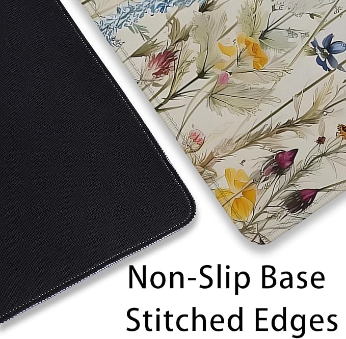 Watercolor Plant Sunflowers Desk Pad Mouse Pad,Floral Prints Extended Large Gaming Mouse Mat with Stitched Edges,Non-Slip Waterproof Rubber Base Mousepad for Office Work Home(27.5X11.8 in)