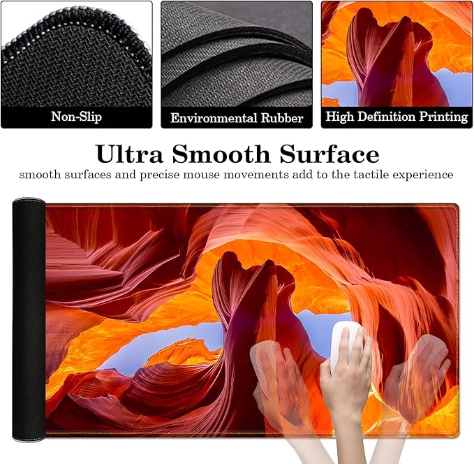 Antelope Valley Desk Pad Protector, Stitched Edges Mouse Pad, Large Office Desk Mat, Non-Slip Desk Blotter, Laptop Desk Pad, Desk Writing Pad for Office and Home (31.5" x 15.7 ")