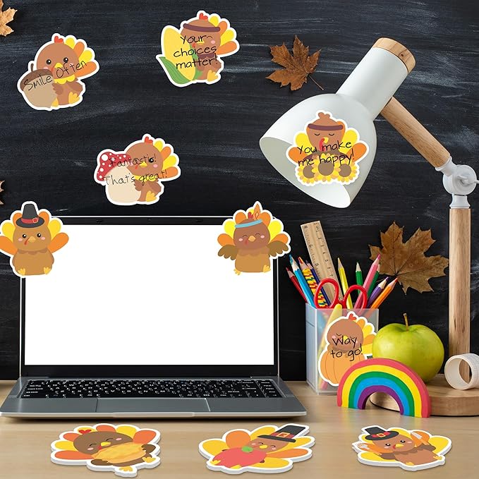 CJiangpo 60Pcs Turkey Sticky Notes - Cute Fall Turkey Sticky Note Pads, 1200 Sheets Self Stick Notepad Memo Pads Funny Page Marker Classroom Rewards Back to School Thanksgiving Party Gift for Kids