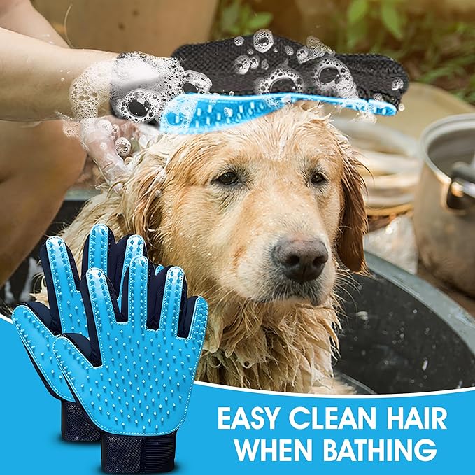 ZENELANEP Upgrade Pet Grooming Gloves, Grooming Gloves for Dogs, Cats, Rabbits & Horses with Long and Short Hair, Efficient Pets Hair Remover Mittens - 1 Pair (Sky Blue)