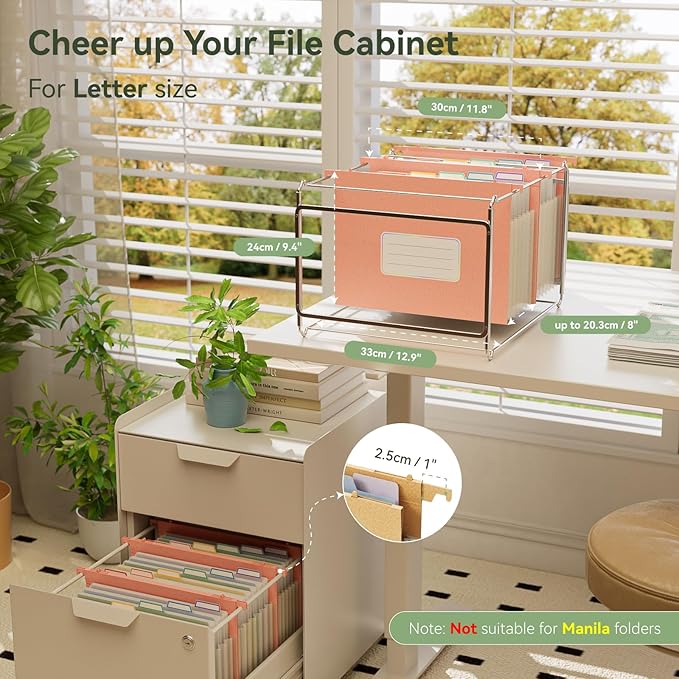 Wheat Straw Expanding Hanging File Folders,1.2" Accordion Pockets File Organizer, Large Capacity,Letter Size for Filing Cabinet,100% BPA Free, Return to Nature, Healthy Living-Strawberry Pink