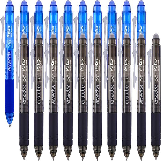 ParKoo Retractable Erasable Gel Pens Clicker, Fine Point 0.7 mm, Make Mistakes Disappear, 20 Pack Black and Blue Pens for Writing, Journaling and Crossword Puzzles