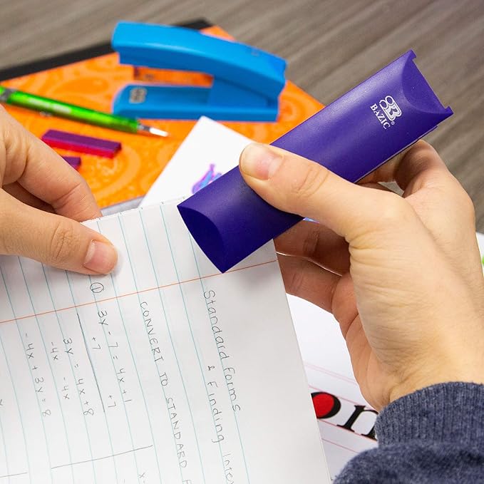 BAZIC Desktop Stapler Standard (26/6), 20 Sheets Bright Color Desktop Staplers for Home Office School, 6-Pack