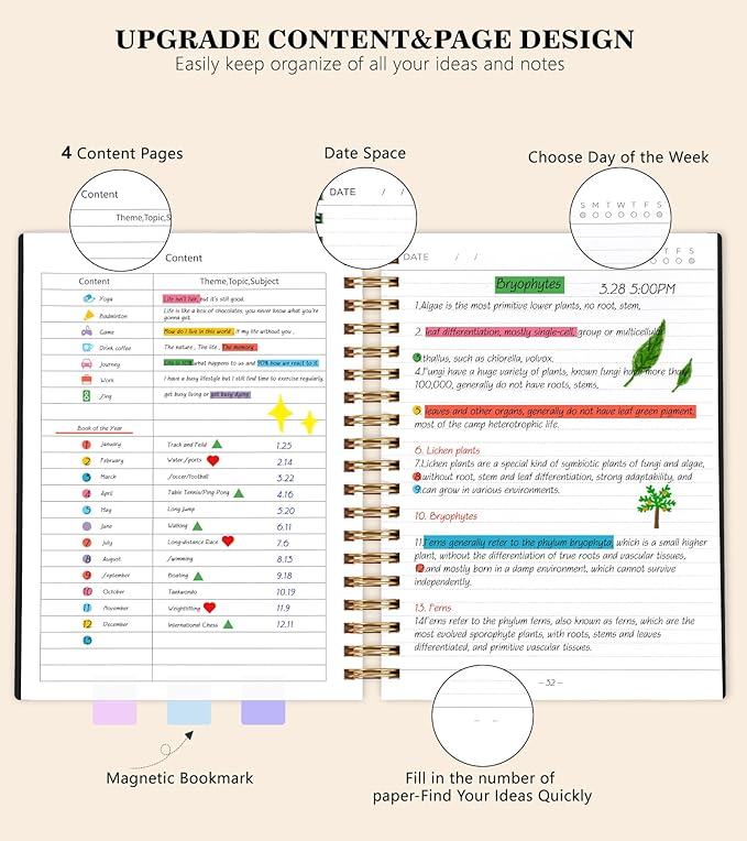 Spiral Notebook Journal College Ruled 8.5''x 11'', 360 Pages Lined Thick Journals for Women Men, A4 Large Writing Spiral Journal with 100GSM Paper, Spiral Notebooks for Work, School Black