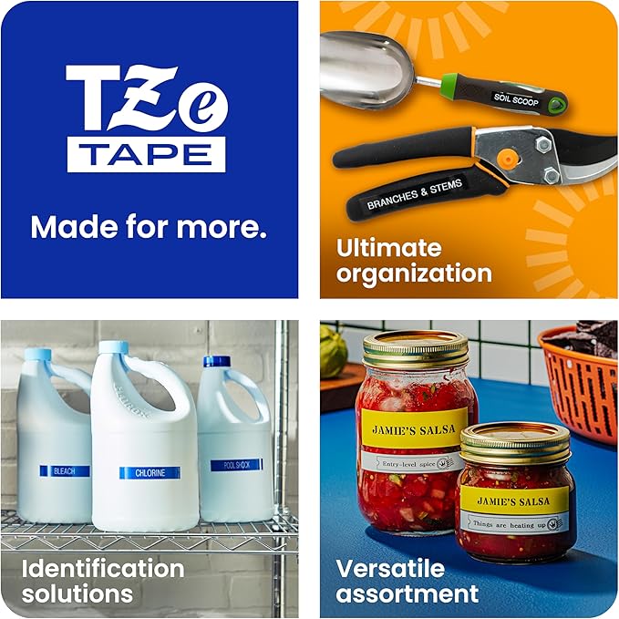 Brother Genuine P-Touch TZe Black Print on White Label Tape (TZeS251), Strong Adhesive Laminated, ~1in x 26.2ft (24mm x 8m), for Select P-Touch Label Makers, Water-Resistant, Extra Strength