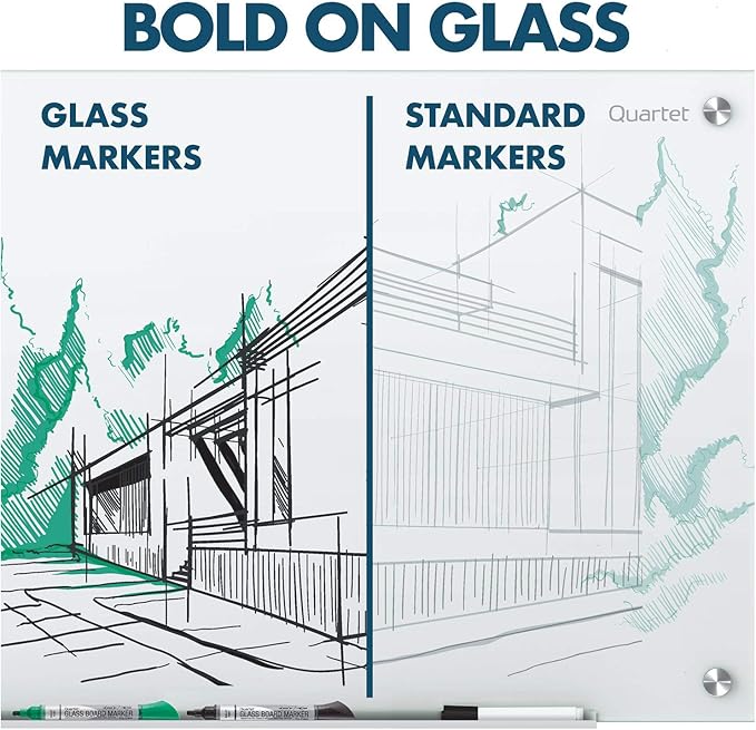 Quartet Glass Board Dry Erase Markers, Premium, Bullet Tip, Black, 12 Pack (79553)