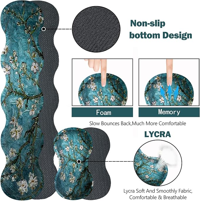 Upgraded Extended Gaming Mouse Pad, Keyboard Wrist Rest Pad, Wrist Support Mousepad Set, Artso Large Stable Rubber Base Stitched Edges, Multifunctional Desk Pad 35 x15.5 in, Blue Van Gogh Painting