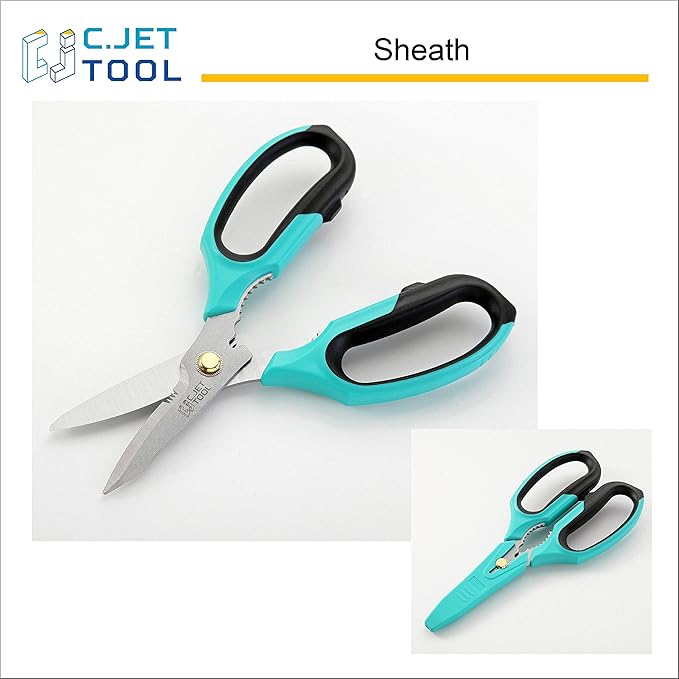 8" Heavy Duty Scissors, Utility Scissors All Purpose for Cardboard, Plastic, Carpet, Rope, Leather. Sharp Stainless Steel Blades, Non‑Slip Handle, Kitchen Shears for Food, Meat & Poultry