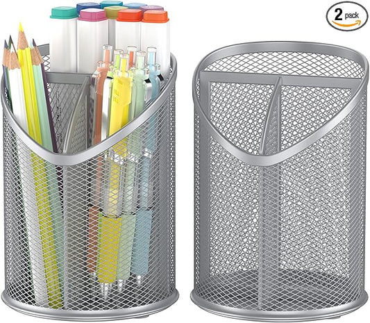 2 Pack Pen Holder Pen Organizer (Silver)