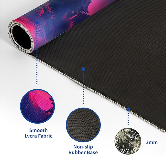 Darkness Red Moon Mouse Pad Abstract Red Mouse Pad 31.5x11.8 Inch Texture Non-Slip Rubber Base Large Mousepad Stitched Edges Keyboard Mouse Mat Desk Pad for Office and Home (Darkness 4)