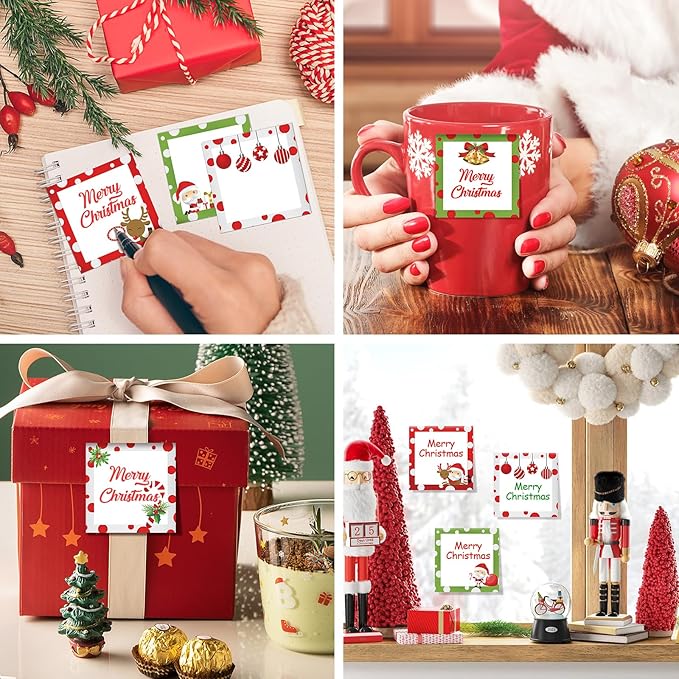 9 PCS Christmas Sticky Note Christmas Note Pads Christmas Notepad Set Cute Self Adhesive Memo Notepads for Xmas Winter Holiday Party School Work Study Supplies，450 Sheets (Christmas-3, 9)