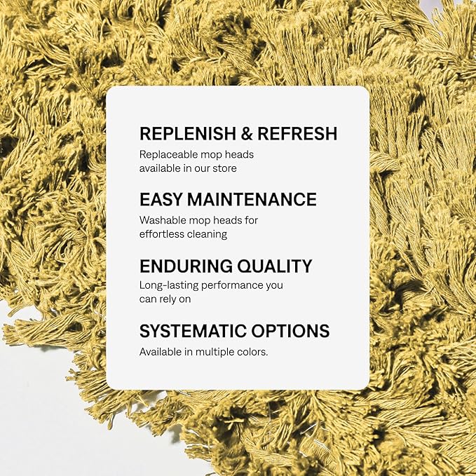 Tidy Tools Commercial Dust Mop Replacement Head - 24 x 5 in. Cotton Nylon Reusable Mop Head- Industrial Dust Mop Refill for Floor Cleaning & Janitorial Supplies, Yellow