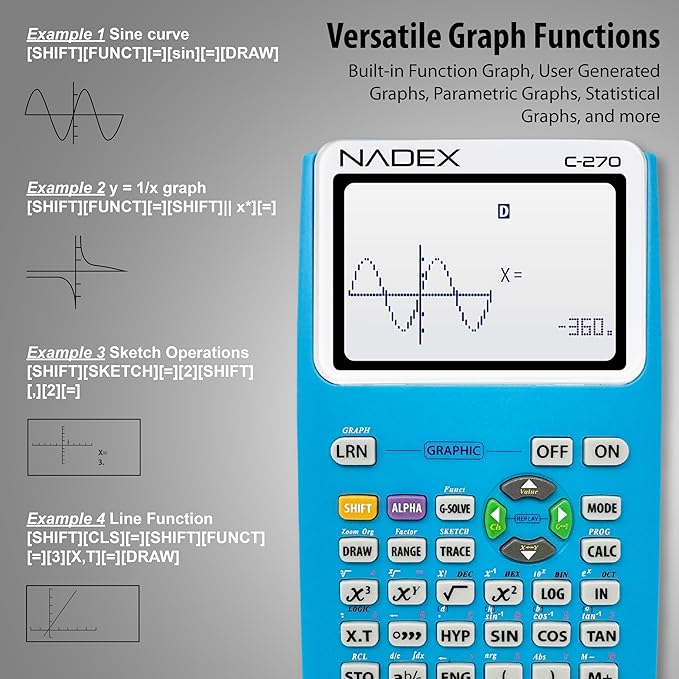 Scientific Calculator with Graph Functions for College and High School Students, Engineering, Advanced Mathematics, Calculus, Algebra, Geometery, Trigonometry, Statistics, Physics, Chemistry, Blue