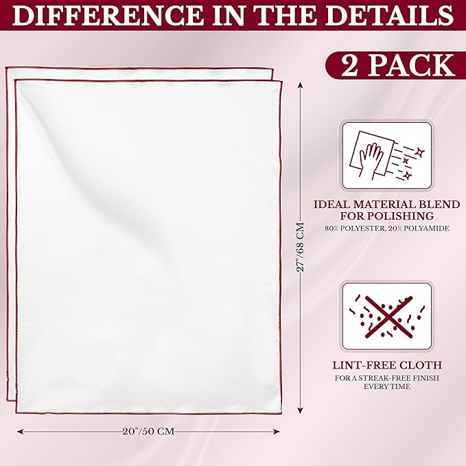 Wine Chic The 6-Pack Premium Microfiber Wine Glass Polishing Cloths, Large Lint-Free Drying Towels for Glasses, Stemware, Glassware, Camera Lenses, This Design 20 Inch X 25 Inch (White, 6 Count)