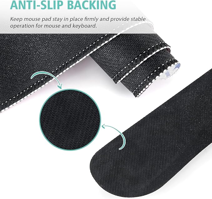 Large Mouse pad,4 in 1 Extended Keyboard Desk Mat with Wrist Rest,Non-Slip Desk Pad Protector Easy Typing Pain Relief for Home Office (Light Purple Flower)