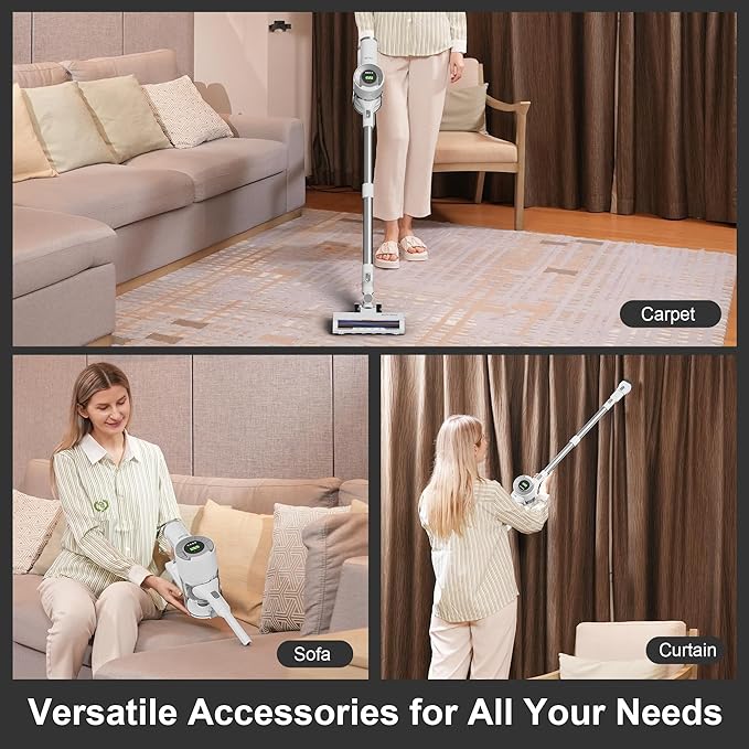 BUTY BULU Cordless Stick Vacuum Cleaner, 30KPa Handheld 2200mAh Rechargeable Battery Lightweight Small Vac Electirc Broom, 40Mins Runtime for Home Hard Floor Carpet Pet Hair Cleaning, LED Screen