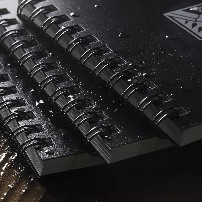 Rite In The Rain Weatherproof Top-Spiral Notebook, 4" x 6", Black Cover, Universal Pattern (No. 746-3), 3 Pack