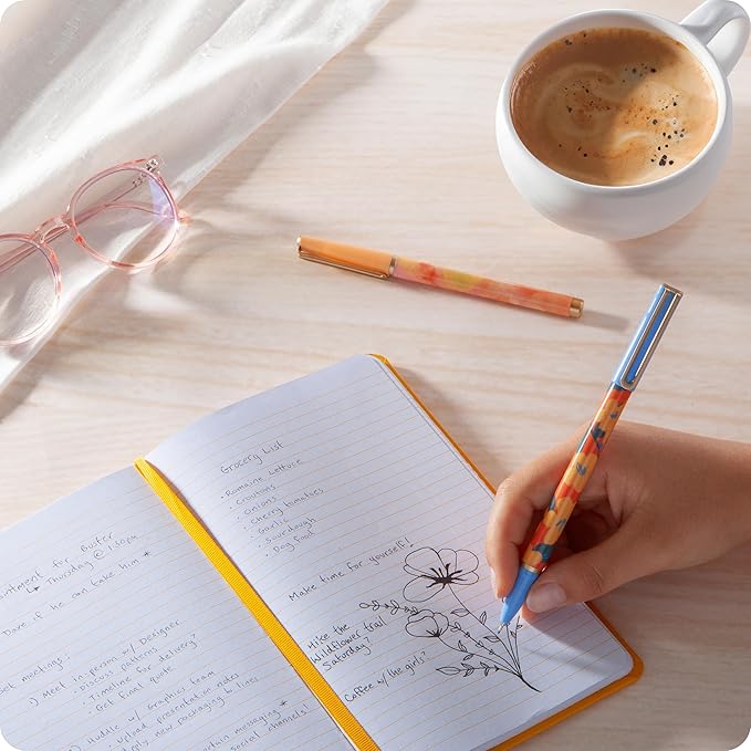 U Brands Catalina Felt Tip Pens, Pen Set of 6 Black Ink Pens, Artist Touch, Medium (0.7 mm) Point