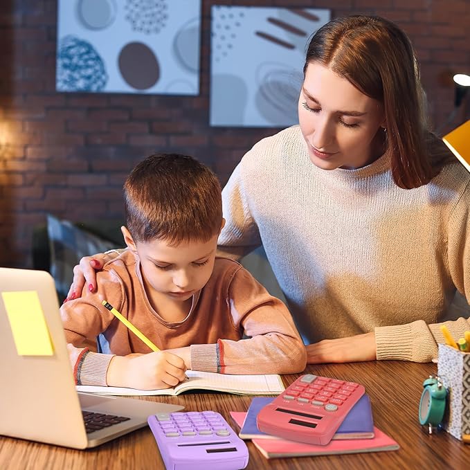 36 Pcs Pocket Size Basic Calculators Bulk for Classroom Solar Battery Dual Power Display Calculator 8 Digit Colored Basic Calculator for Kids Student School Office