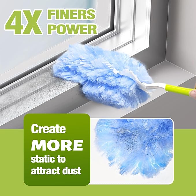 DALIPER Heavy Duty Duster Refills Compatible with Swiffer, Duster Kit with 30 PCS Refills & 1 Handle, 360° Dusters with 4X Microfibers for Dusting Ceiling Fans, Electronics, Furniture, Blinds