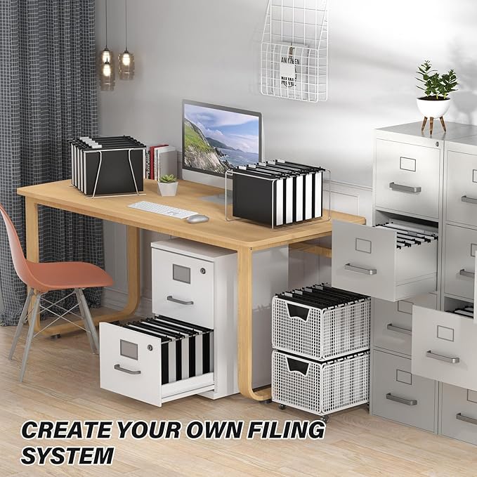 Ansook Extra Capacity Plastic Hanging File Folder,12 Pack Reinforced Hang Folders,Heavy Duty 2 Inch Expansion,Filing Cabinet Folders, Insertable Tabs,Letter Size,for Bulk Files, Medical Charts,Black