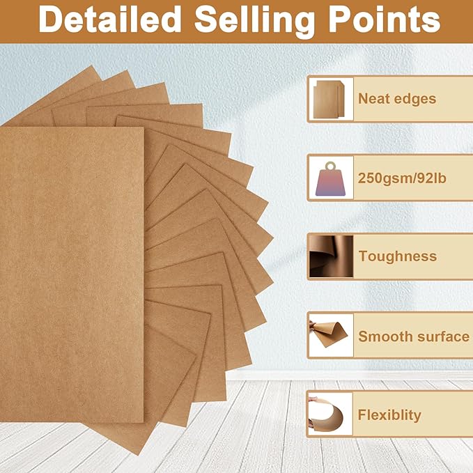 28 Sheets Brown Cardstock 8.5 x 11 Printer Paper, 92lb Heavyweight Paper Card Stock for Greeting Cards, Wrapper, Office, Stationery, Invitations, Certificate