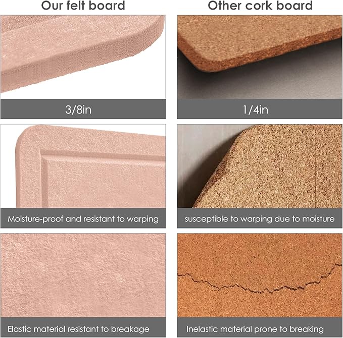 Large Bulletin Board - 48 x 36 Inches, Decorative Felt Pin Board for Wall - 4' x 3' Foldable Photo Display Board with Self-Adhesive Tape,Includes 20 Push Pins - Mauvey Pink