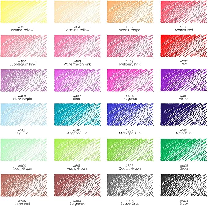 ARTEZA Permanent Markers, Set of 24, Ultra-Fine Tip, Retro Pop Colors