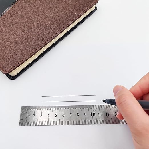 12 Inch Stainless Steel Ruler with Metric and Imperial Scales, Straight Edge Metal Ruler for Measuring Tools, 2-Pack