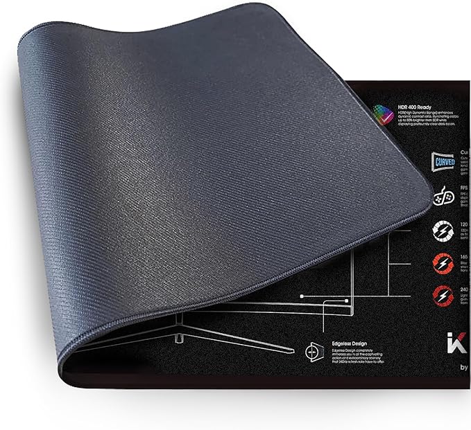 Kado Gaming Mouse Pad Desk Mat with Monitor Feature Icons 31.5x11.8in 800x300mm, Large Mouse Pad for Desk XL Black Anti-Slip Keyboard Pad, Office Desk Accessories for Computer, MacBook, PC and Laptop