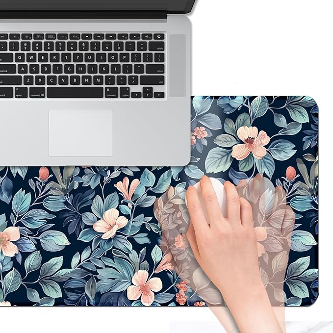 Floral Large Desk Mat 31.5 x 15.7 inch, Waterproof Extended Gaming Mousepad XXL, Aesthetic Flowers Desktop Mat, Non-Slip Keyboard and Laptop Pad, Computer Writing Mat for Home Office Accessories