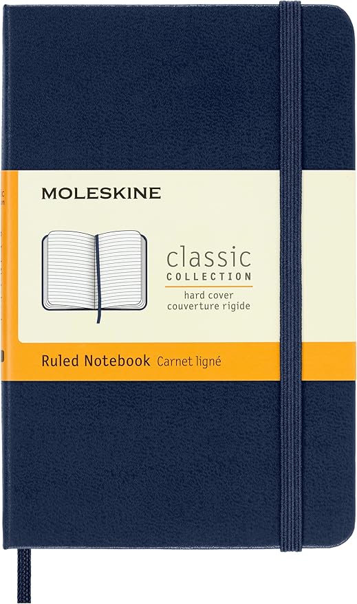 Moleskine Classic Notebook, Hard Cover, Pocket (3.5" x 5.5") Ruled/Lined, Sapphire Blue, 192 Pages