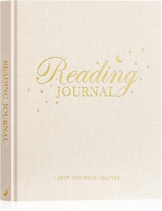 Lanpn Reading Journal Book Journal for Book Lovers Readers, 9.3" x 7.7" Book Tracker Journal, Linen Hardcover Reading Log Book with 52 Book Reviews, 158 Pages Reading Notebook Bookish Gifts (Beige)